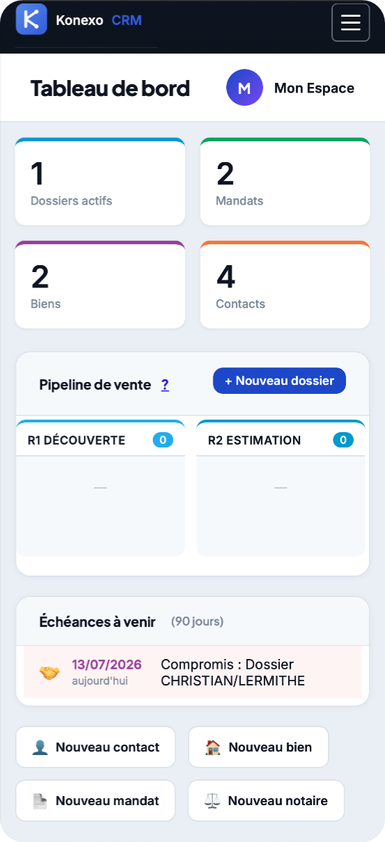 Espace client — onglet Documents — Konexo CRM