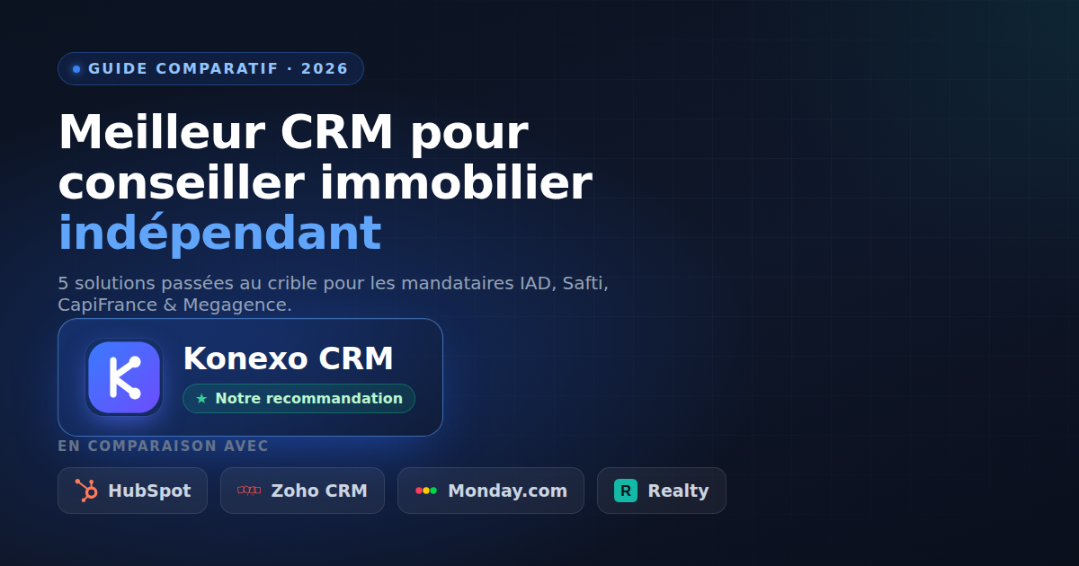Meilleur CRM pour conseiller immobilier indépendant : le comparatif 2026