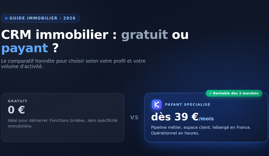 CRM immobilier gratuit ou payant : que choisir en 2026 ?