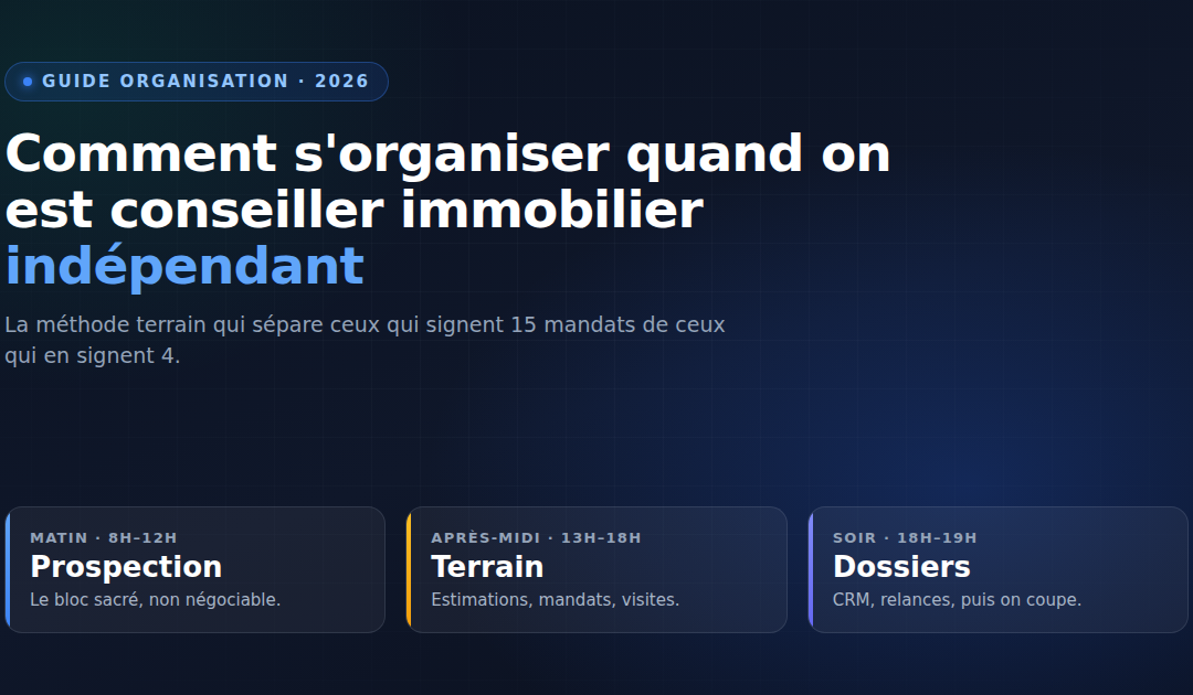 Comment s&rsquo;organiser quand on est conseiller immobilier indépendant ?