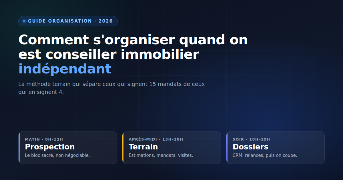 Comment s&rsquo;organiser quand on est conseiller immobilier indépendant ?